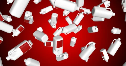 Milk Bottles falling slow motion animation 3d Stockbeeldmateriaal 241737850