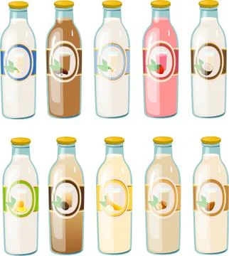 Milk Bottles Stock Illustration
