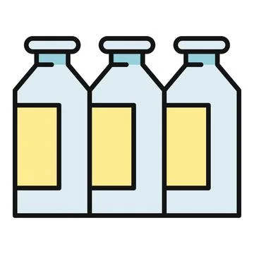 Milk bottles offering fresh nutrient dairy product Stock Illustration