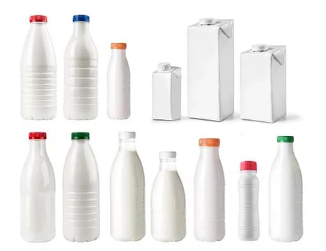 Milk bottles Stock Photos