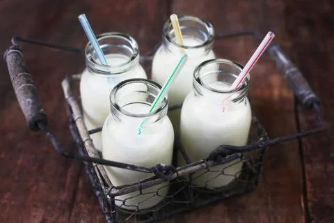 Milk Bottles Stock Photos