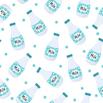 Milk bottles seamless pattern Stock Illustration