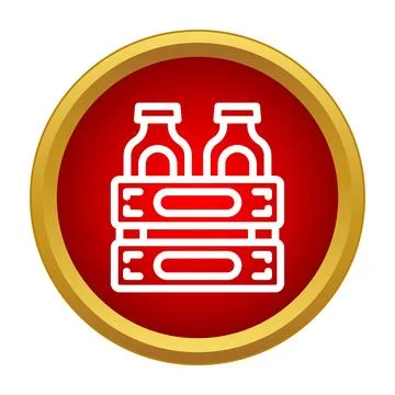 Milk bottles in two stacked delivery crates icon Stock Illustration