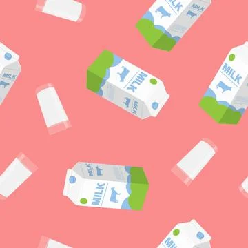 Milk box and glasses pattern. Stock Illustration
