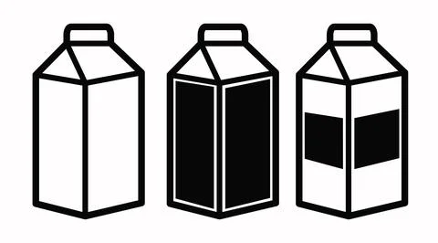 Milk Box Icon Set. Stock Illustration