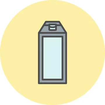 Milk Box Line Filled Circle Icon Stock Illustration