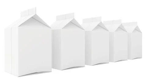 Milk boxes. 3d render on white background Illustrazione stock