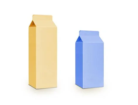 Milk boxes isolated on white Stock Photos