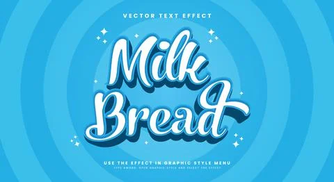 Milk Bread 3d editable text effect Template Illustrazione stock