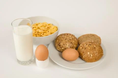 Milk, bread and eggs 스톡 사진