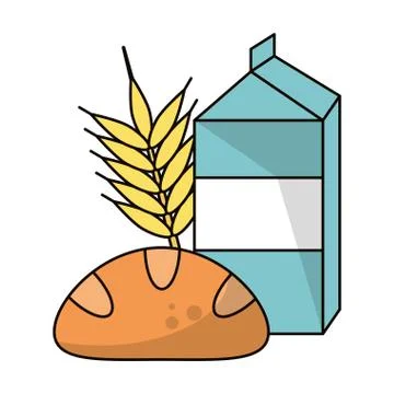 Milk bread and wheat ear Stockillustratie