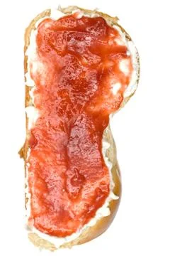 Milk Bread with Jam Isolated on a White Background Foto stock