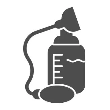 Milk breast suction pump solid icon. Breast sucker and feeding bottle for baby Stock-Illustration