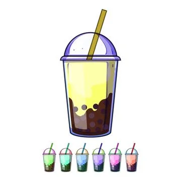 Milk bubble tea cartoon vector graphic Stock Illustration