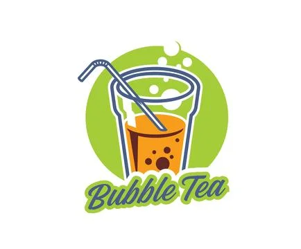 Milk bubble tea drink glass with drinking straw Stock Illustration