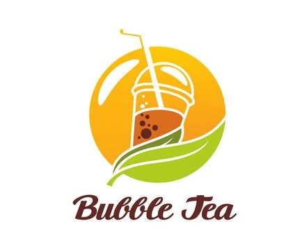 Milk bubble tea icon with straw and tapioca pearls Stock Illustration