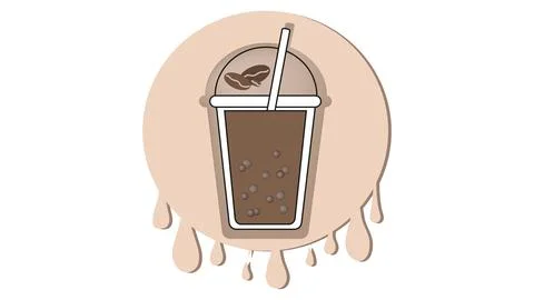 Milk bubble tea logo with coffee flavor on background of splashes Stock Illustration