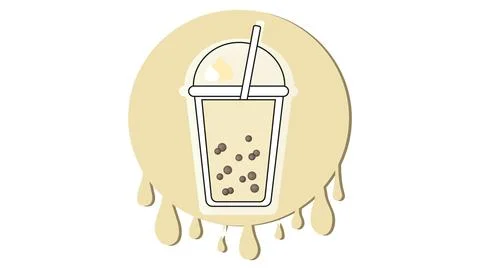 Milk bubble tea logo with cream flavor on background of splashes Stock Illustration
