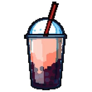 Milk bubble tea pixel art vector illustration Stock Illustration