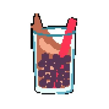 Milk bubble tea pixel art vector illustration 스톡 일러스트