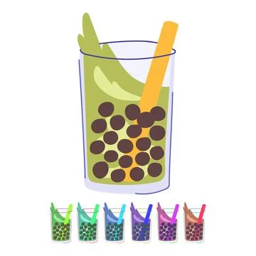 Milk bubble tea vector cartoon graphic Stock Illustration
