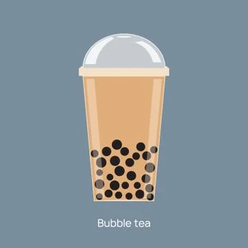 Milk bubble tea vector drink tapioca cup. Boba bubble tea pearl taiwan thai Illustrazione stock