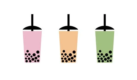 Milk bubble tea vector drink tapioca cup. Boba bubble tea pearl taiwan thai Illustrazione stock