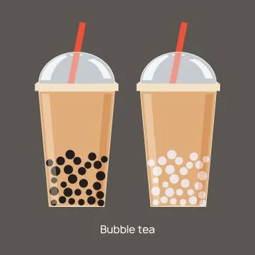 Milk bubble tea vector drink tapioca cup. Boba bubble tea pearl taiwan thai Illustrazione stock