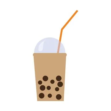 Milk bubble tea vector drink tapioca cup. Boba bubble tea pearl Illustrazione stock