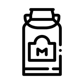 Milk can with handle icon vector outline illustration Illustration