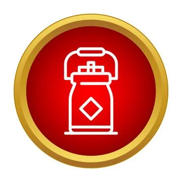 Milk can icon with handle on red circle Illustration