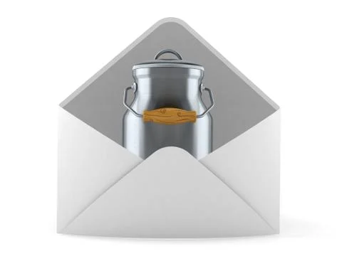 Milk can inside envelope Stock Illustration