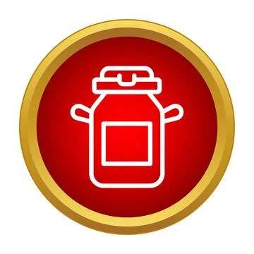 Milk can simple icon on red button Stock Illustration