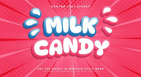 Milk Candy 3d editable text effect Template Stock Illustration