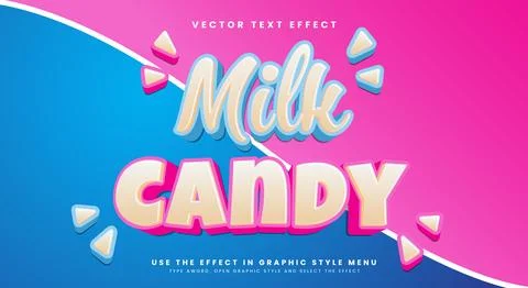 Milk Candy 3d editable text effect Template Stock Illustration