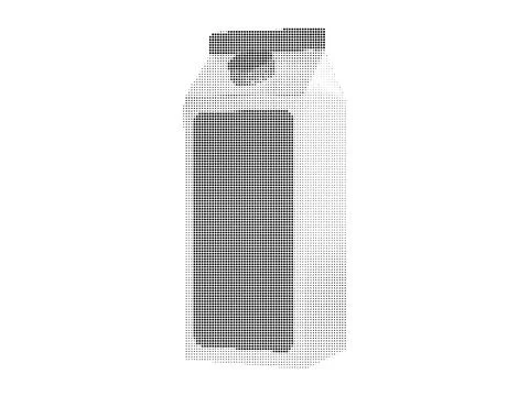 Milk carton box packaging design with halftone pattern effect in black and .. 스톡 일러스트