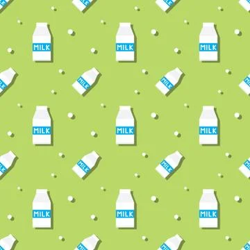 Milk Carton Box Seamless Pattern Stock Illustration