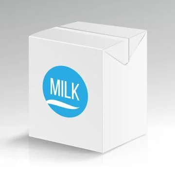 Milk Carton Package Vector Blank. White Carton Branding Box Isolated. Empty Stock Illustration