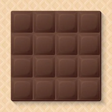 Milk chocolate bar square shape on wafer texture background graphic illustr.. Stock Illustration