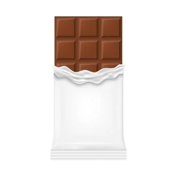 Milk chocolate bar in a white wrapper. Vector illustration. Stock Illustration