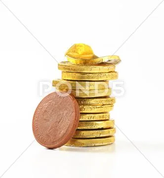 Milk Chocolate Coins Stock Photos