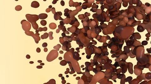 Milk chocolate drops in abstract light space close up view Stock Illustration