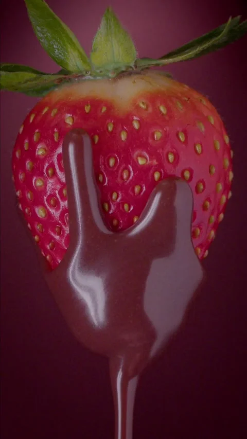 Milk chocolate flows over ripe red strawberries Vídeo Stock 237705864