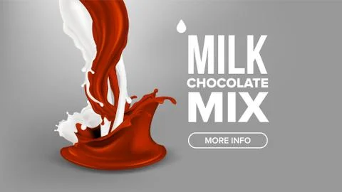 Milk Chocolate Splash . Liquid Background. Cream Flow. Cocoa Yogurt, Milkshake Stock Illustration