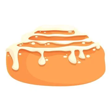Milk cinnamon roll bun icon cartoon vector. Swirl pastry Stock Illustration