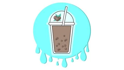 Milk classic bubble tea logo on background of splashes Stock Illustration