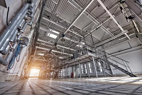 Milk collection room at a milk processing plant. Stock Photos