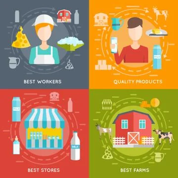 MIlk concept set Illustrazione stock