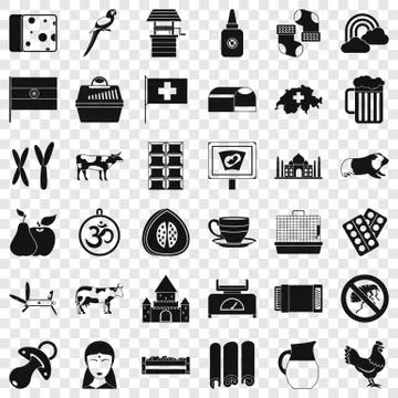 Milk cow icons set, simple style Stock Illustration