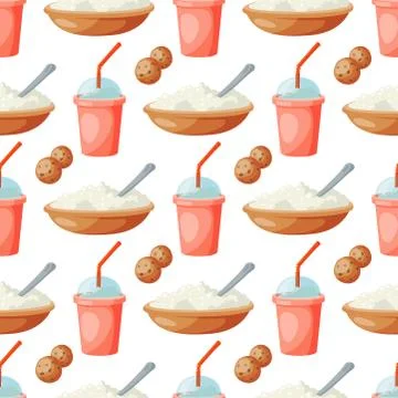 Milk dairy products vector flat style breakfast gourmet organic meal fresh diet Stock Illustration